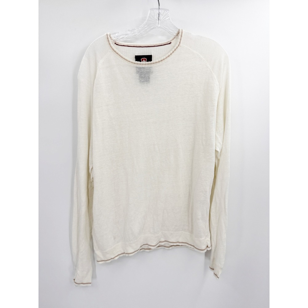 Victorinox Swiss Army Mens XL Ivory 100% Linen Raglan Crewneck Sweater Logo